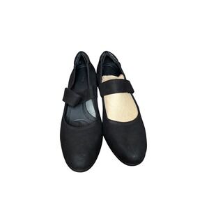 Nurture Womens Black Leather Mary Jane Wedge Shoes Low Heel Comfort Pumps 10M